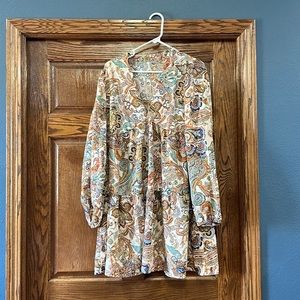 Paisley print ruffle dress